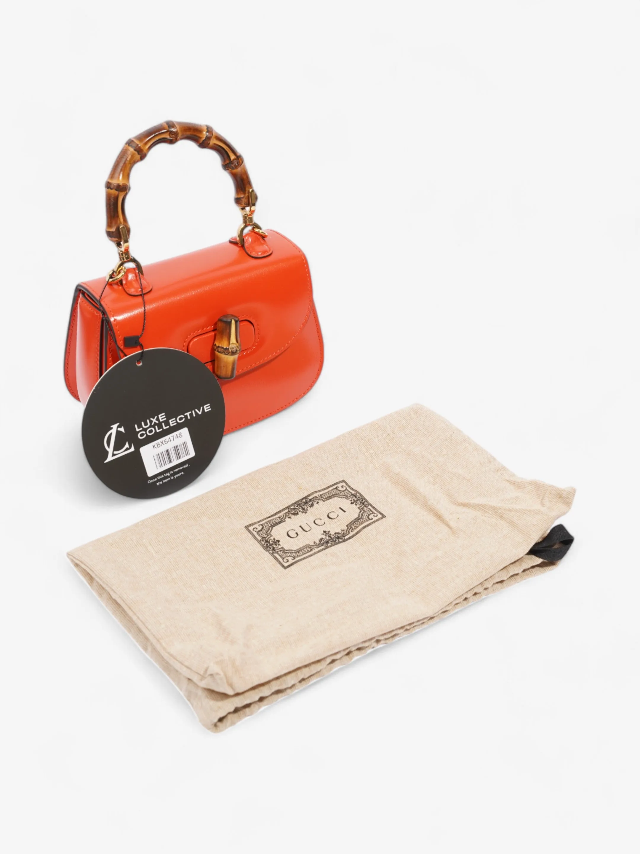 Gucci Bamboo 1947 Orange Leather Mini