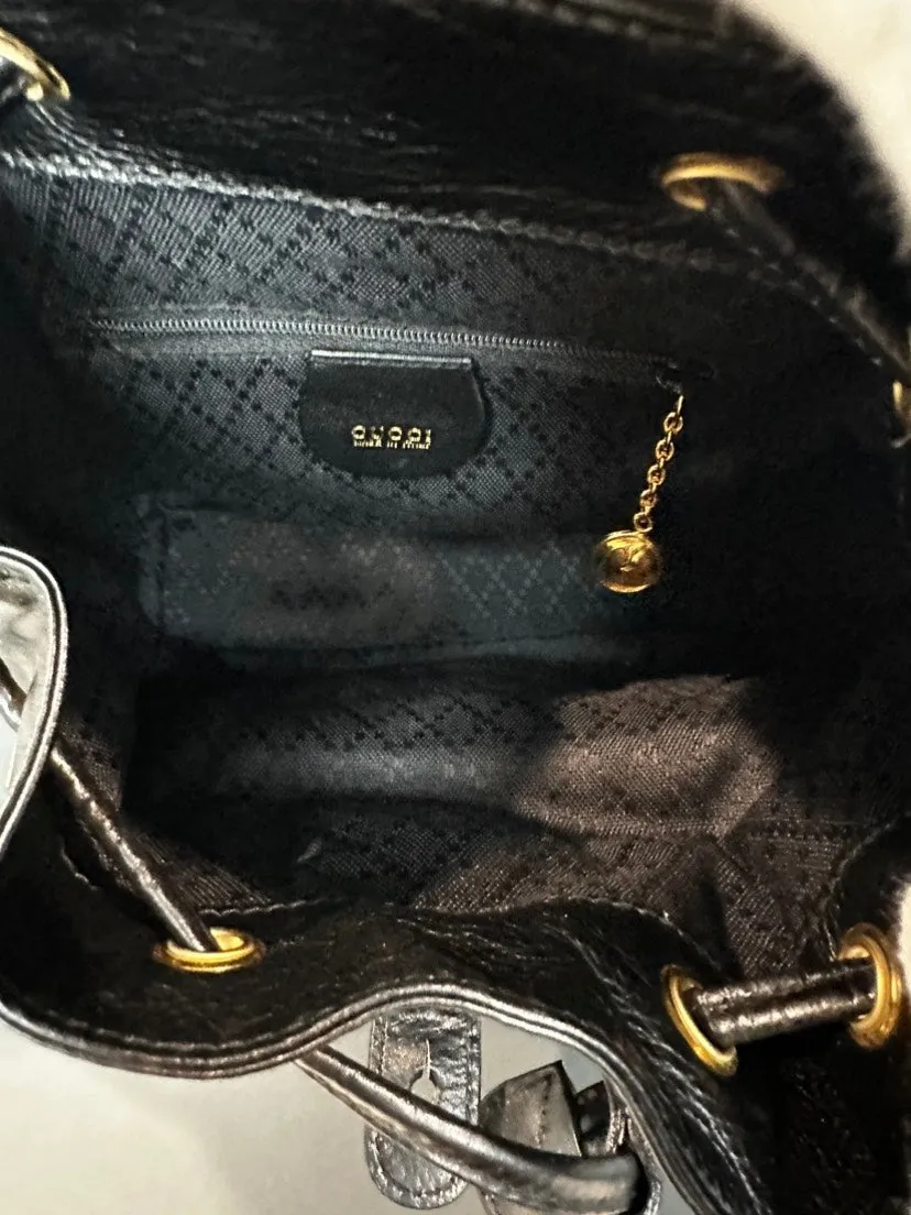 Gucci Bamboo Backpack Black Leather Bag