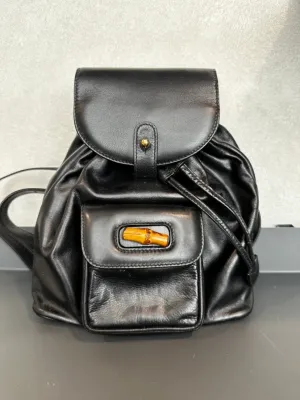 Gucci Bamboo Backpack Black Leather Bag