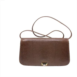 Gucci Brown Lizard Leather Convertible Crossbody Exotic Bag