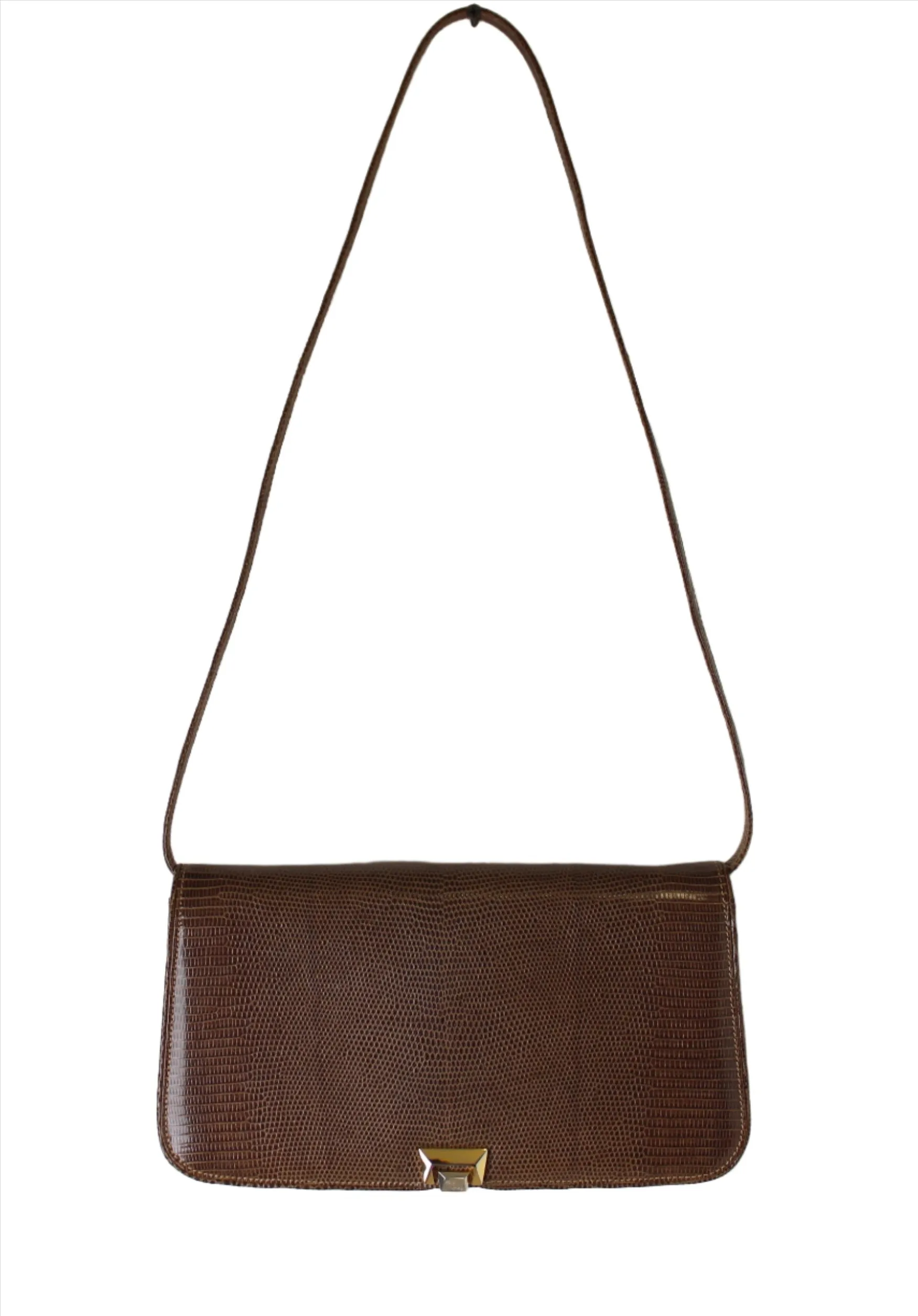 Gucci Brown Lizard Leather Convertible Crossbody Exotic Bag