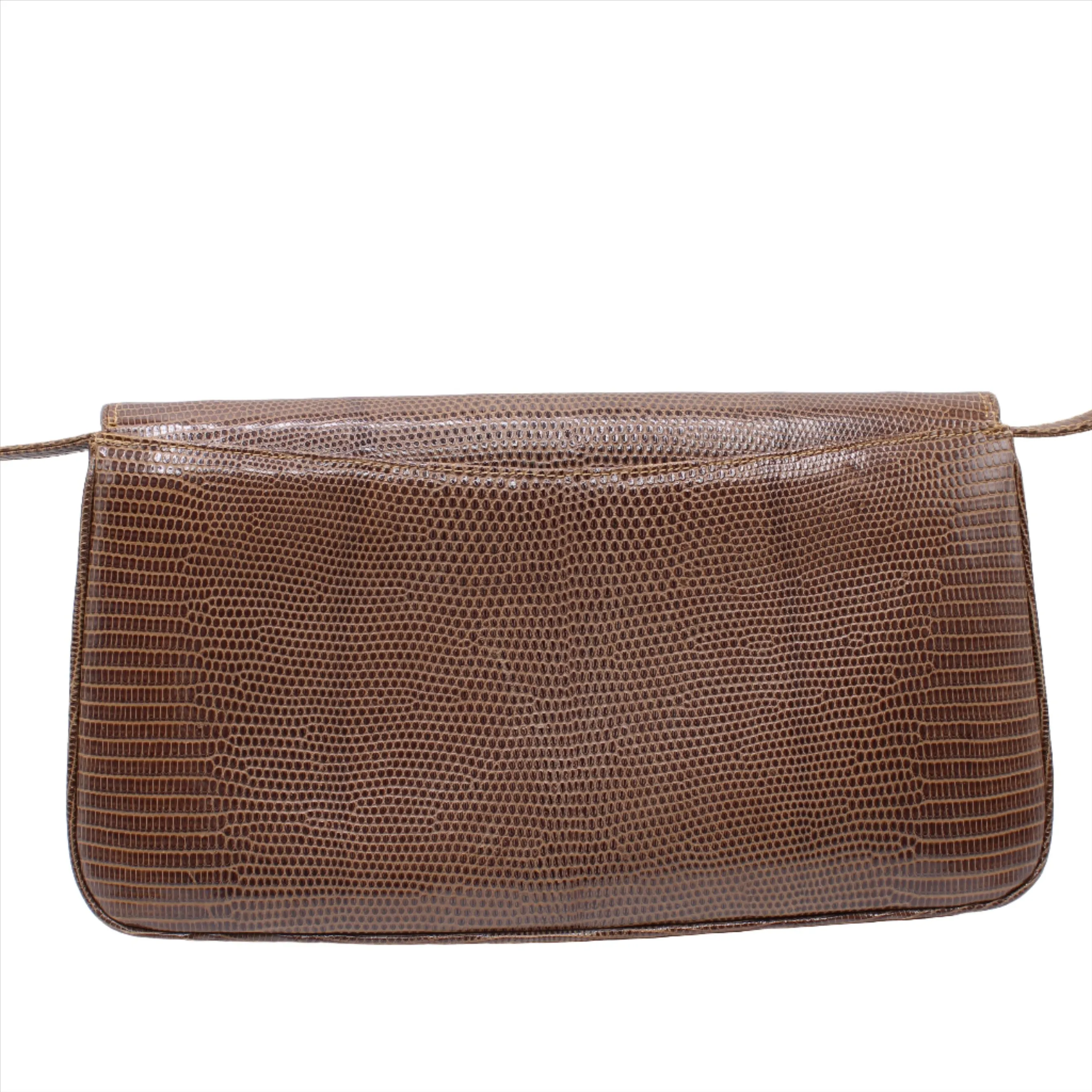 Gucci Brown Lizard Leather Convertible Crossbody Exotic Bag