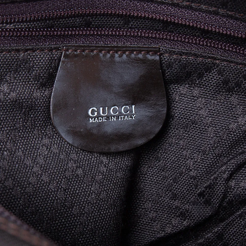 Gucci Brown Nylon and Leather Bamboo Shoulder Bag