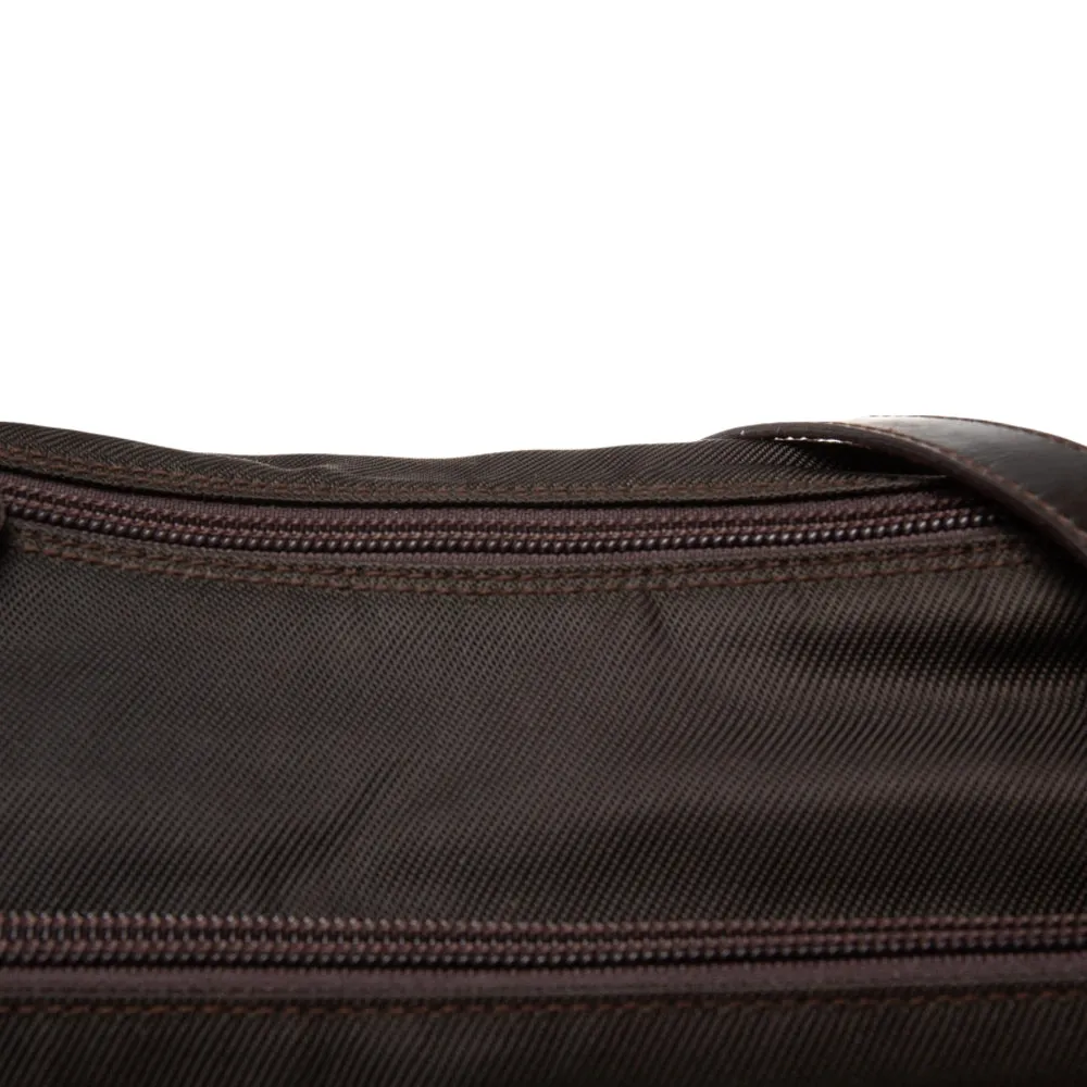 Gucci Brown Nylon and Leather Bamboo Shoulder Bag