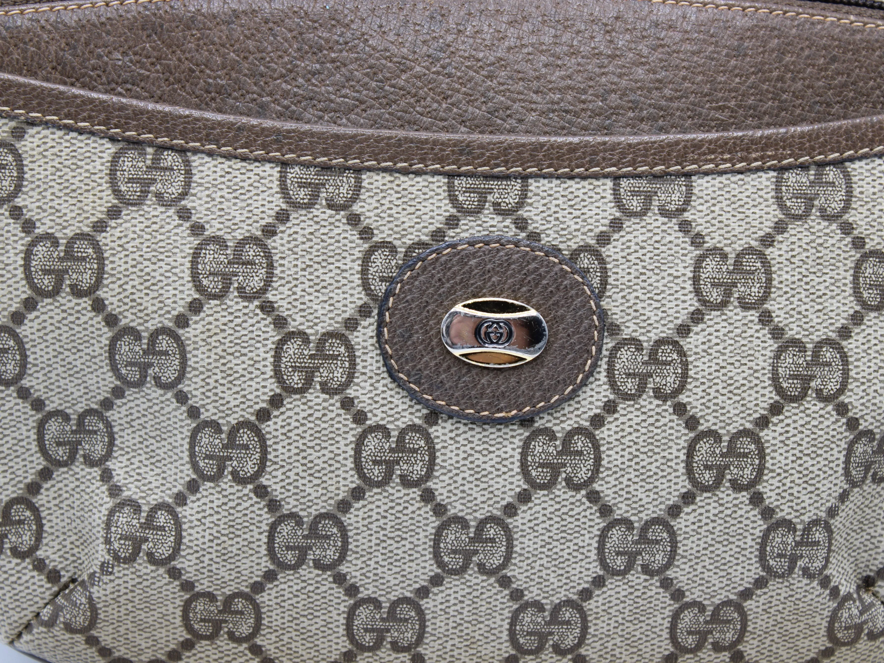 GUCCI GG Plus Brown Canvas Crossbody Bag Vintage