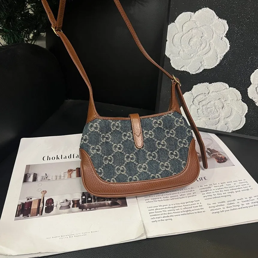 Gucci Jackie Blue Brown Crossbody Bag