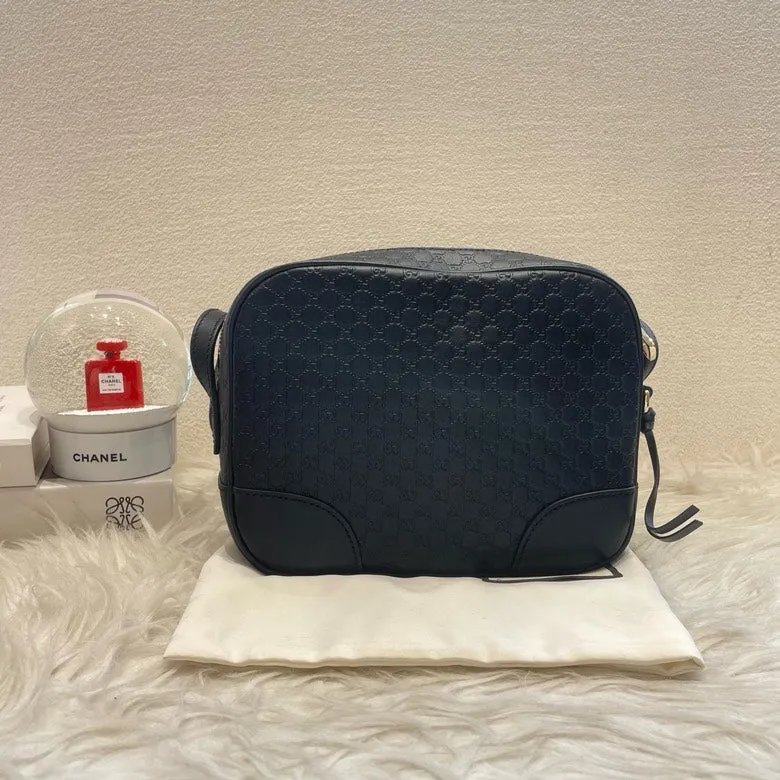 Gucci Marmont Navy Blue Leather Camera Bag Crossbody