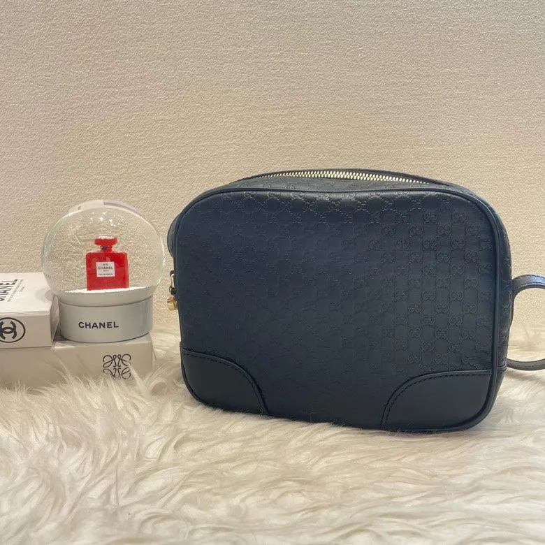 Gucci Marmont Navy Blue Leather Camera Bag Crossbody