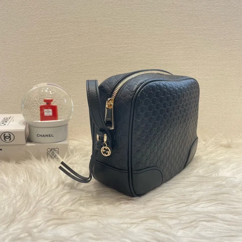 Gucci Marmont Navy Blue Leather Camera Bag Crossbody