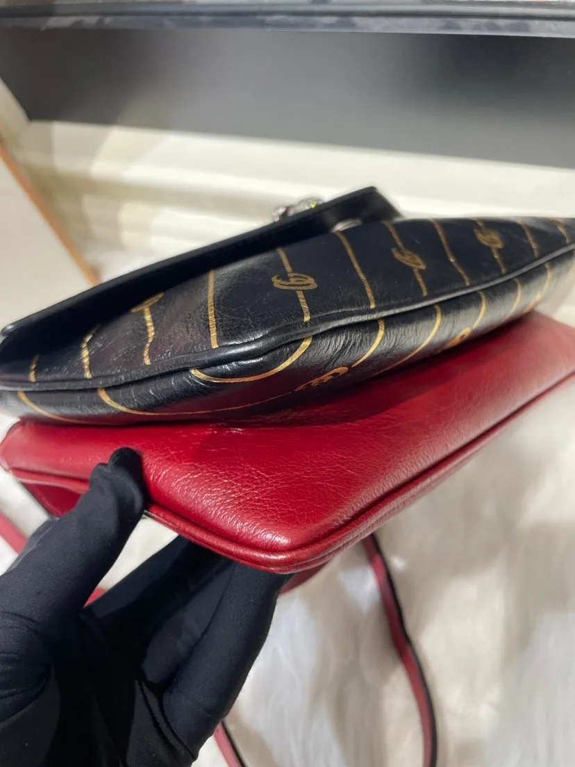 Gucci Preloved Black Double Bag 9062 - Crossbody and Shoulder Bag
