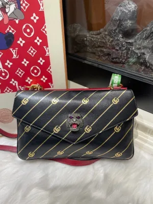 Gucci Preloved Black Double Bag 9062 - Crossbody and Shoulder Bag
