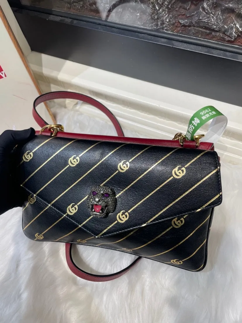 Gucci Preloved Black Double Bag 9062 - Crossbody and Shoulder Bag