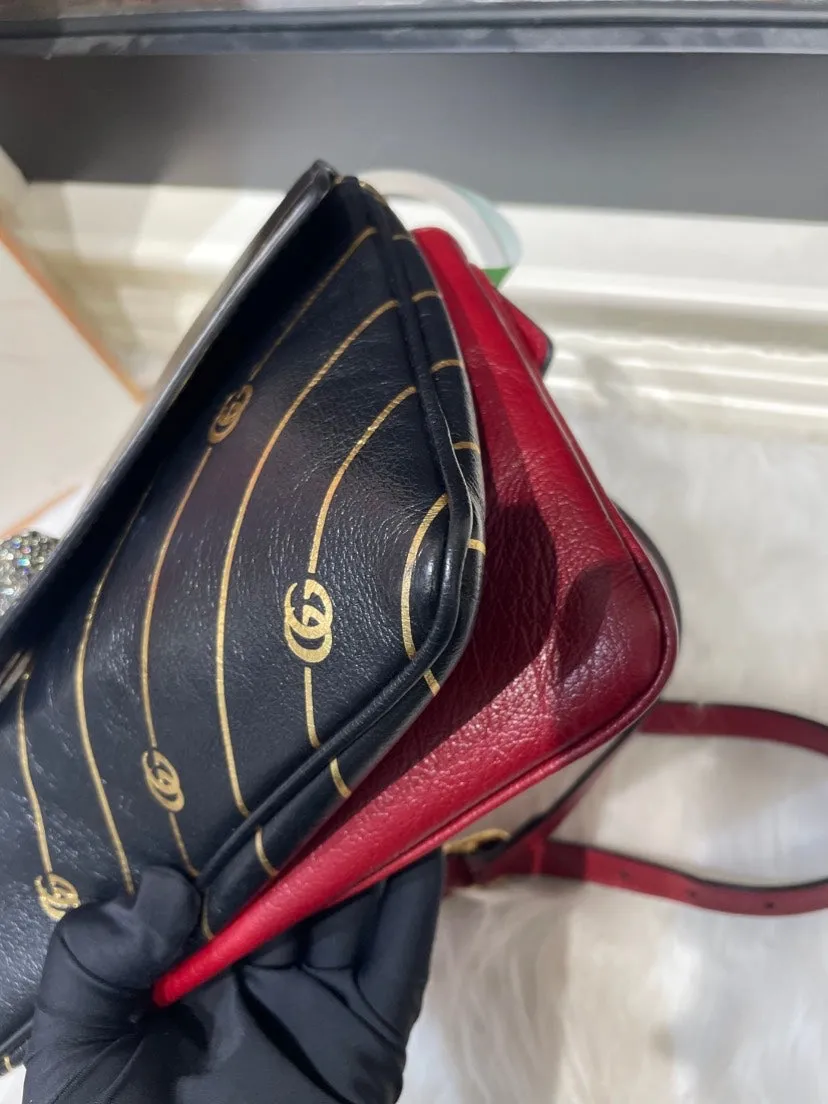 Gucci Preloved Black Double Bag 9062 - Crossbody and Shoulder Bag