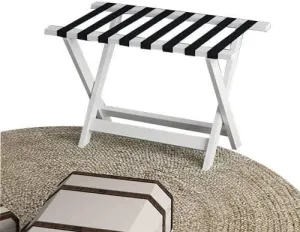 Guest Room Luggage Rack, Folding Suitcase Stand Suitcase Stand Solid Wood Foldable Travel Bag Floor-Standing Nylon Bandage Hotel Movable (Color : White, Size : 60x45x50cm) (Black 60x45x50cm)
