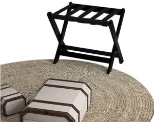 Guest Room Luggage Rack, Folding Suitcase Stand Suitcase Stand Solid Wood Foldable Travel Bag Floor-Standing Nylon Bandage Hotel Movable (Color : White, Size : 60x45x50cm) (Black 60x45x50cm)