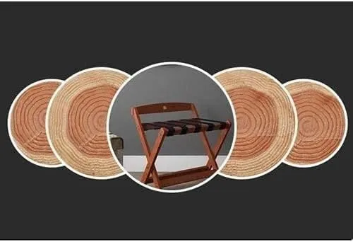 Guest Room Luggage Rack, Folding Suitcase Stand Suitcase Stand Solid Wood Foldable Travel Bag Floor-Standing Nylon Bandage Hotel Movable