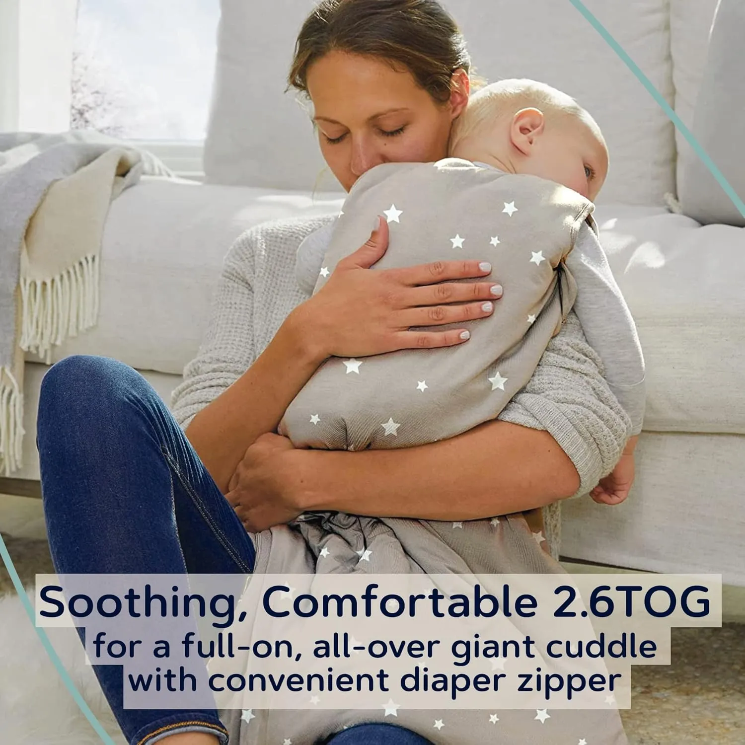 GUNAMUNA Unisex Baby Sleep Bag, Sleep Sack Sleeping Bag for Infants Toddlers Nap Time, Easy Changing Diaper Zipper, 2.6 TOG