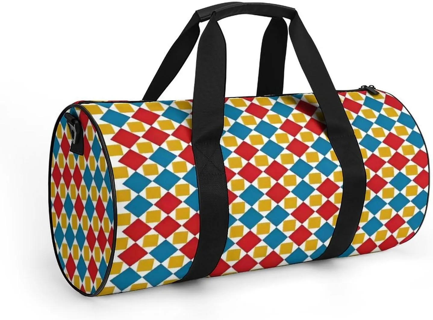 Gym Bag for Men Women Lightweight Sports Duffle Bag with Multiple Compartments Cylindrical Gym Bag for Fitness Travel And Outdoor Activities Ater Resistant Yoga Bag Training Bag Pixel Patchwork