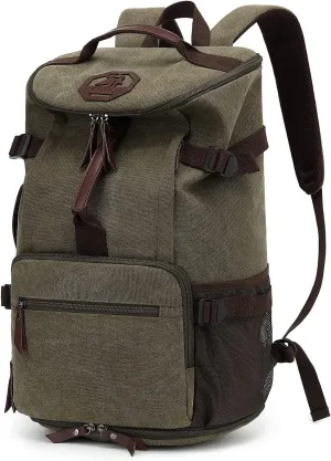 Gym Duffle Bag Backpack 4-Way Vintage canvas with Shoes Compartment for travel Sport Hiking laptop (Vintage green) X-Large