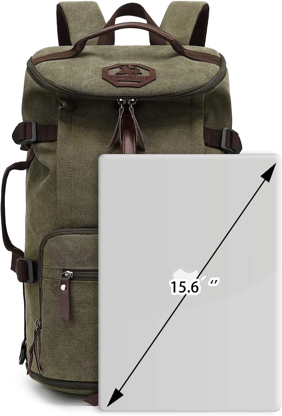 Gym Duffle Bag Backpack 4-Way Vintage canvas with Shoes Compartment for travel Sport Hiking laptop (Vintage green) X-Large