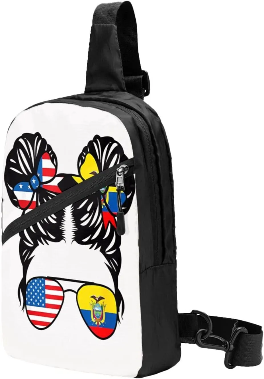 Half American Half Ecuadorian Women Ecuador Flag Packable Crossbody Bag Portable Sling Bags Foldable Travel Daypack Reusable Sports Shoulder Backpack Diagonally Chest Bag for Workout