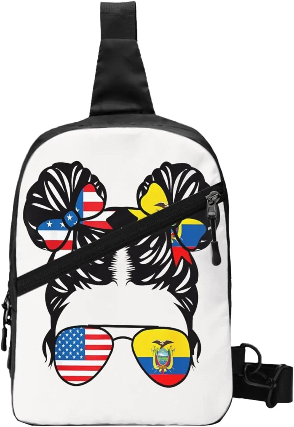 Half American Half Ecuadorian Women Ecuador Flag Packable Crossbody Bag Portable Sling Bags Foldable Travel Daypack Reusable Sports Shoulder Backpack Diagonally Chest Bag for Workout