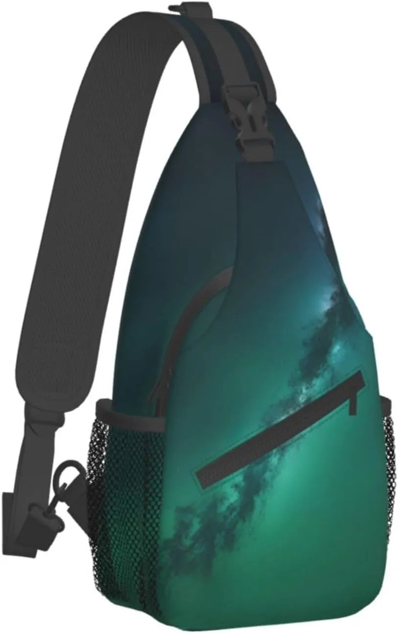 Halloween Flying Bats 1 Printed Canvas Sling Bag Crossbody Backpack, Hiking Daypack Chest Bag For Women Men