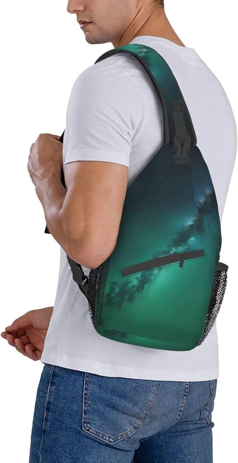 Halloween Flying Bats 1 Printed Canvas Sling Bag Crossbody Backpack, Hiking Daypack Chest Bag For Women Men