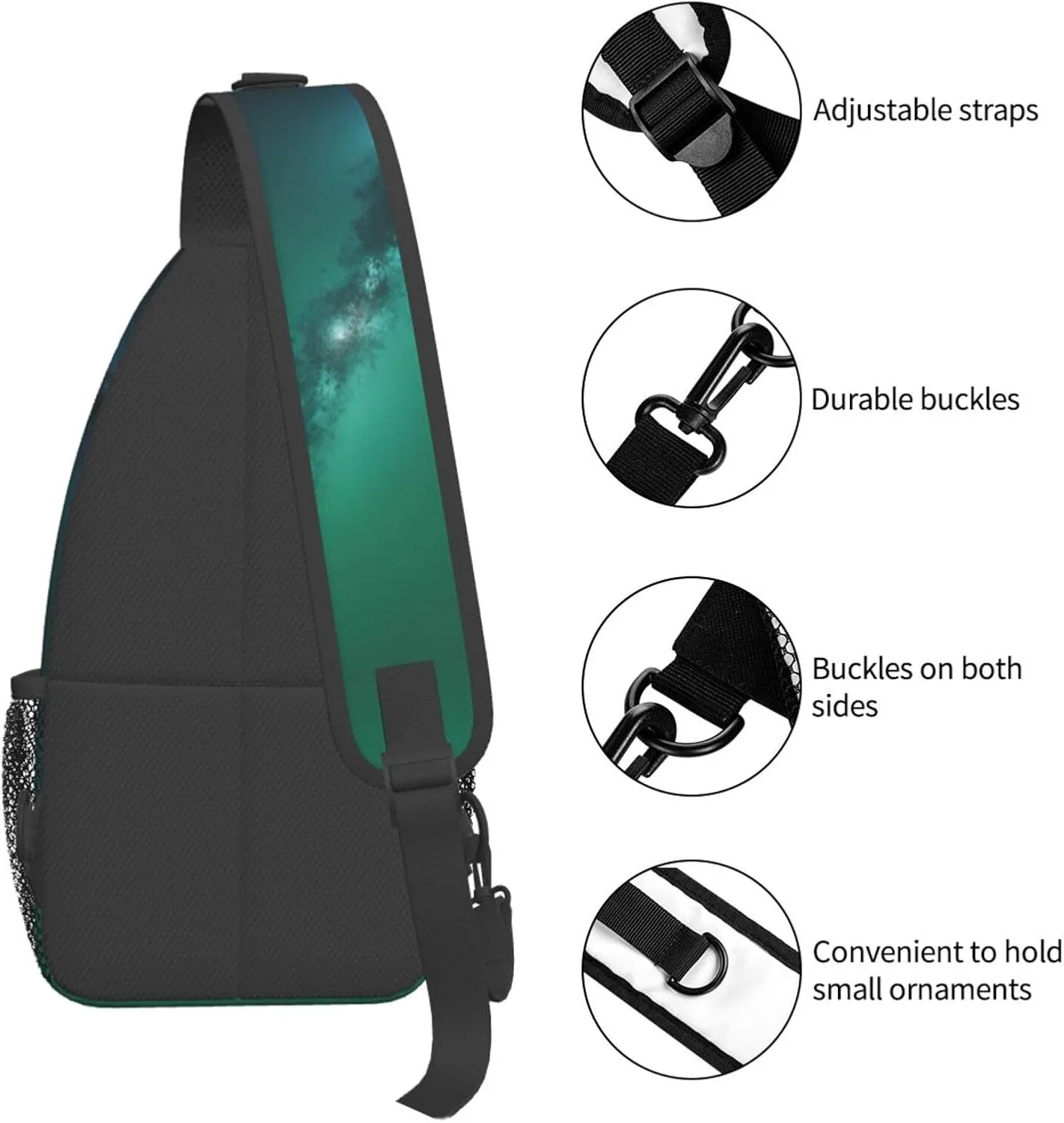 Halloween Flying Bats 1 Printed Canvas Sling Bag Crossbody Backpack, Hiking Daypack Chest Bag For Women Men