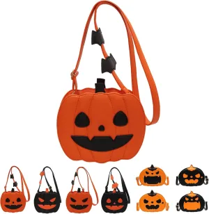 Halloween Purse Pumpkin Purse Crossbody Bag Novelty Devil Shoulder Bag PU Leather Halloween Pumpkin Crossbody Purse