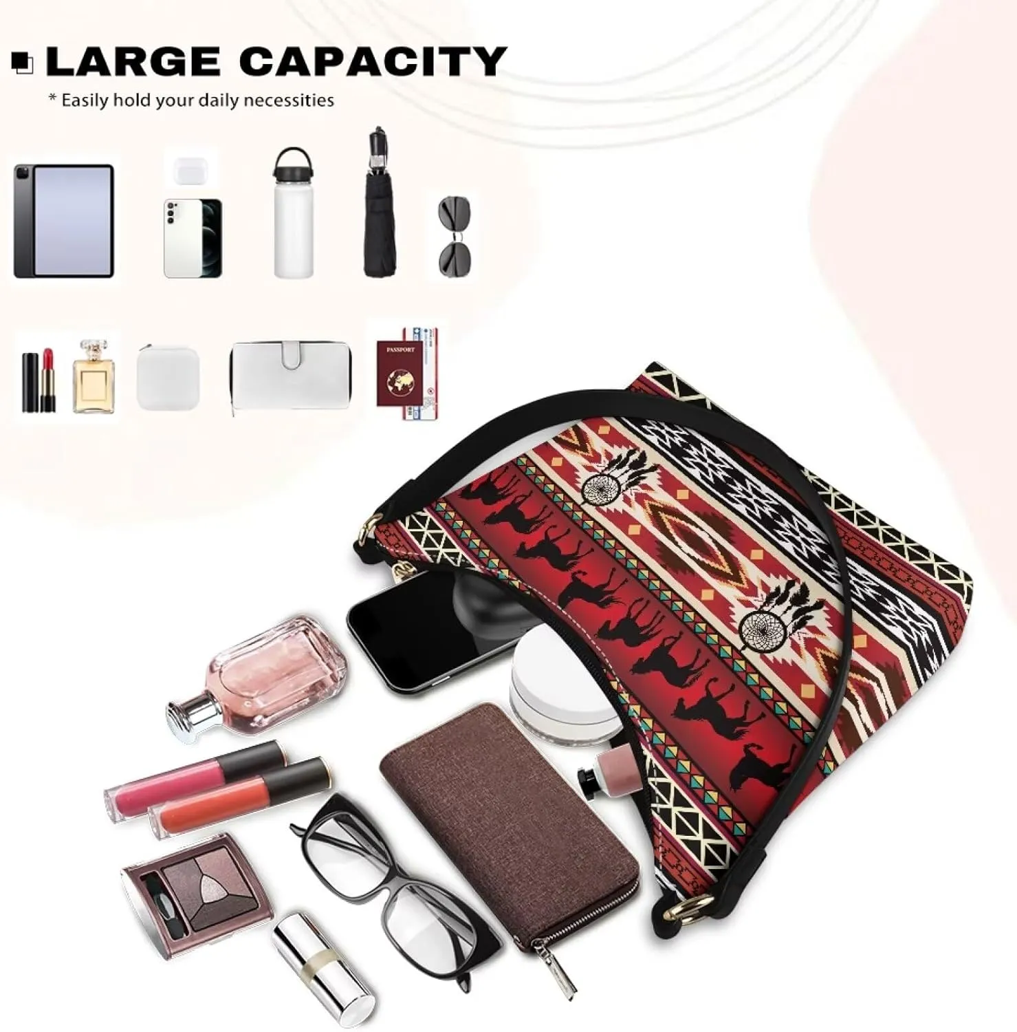 Handbag for Women Leather Underam Shoulder Bag with Zipper Fashion Work Purse Waterproof Travel Wallet