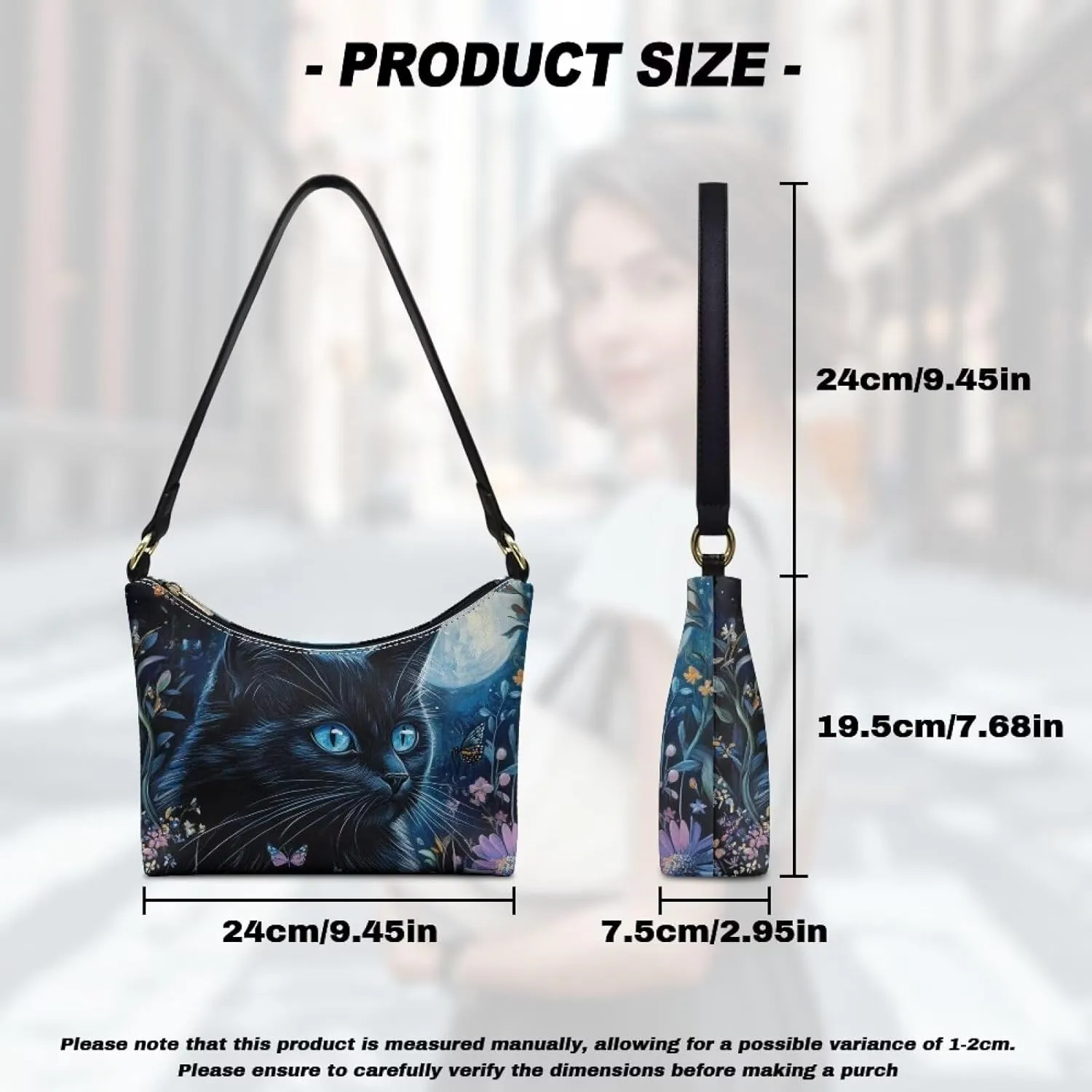 Handbag for Women Leather Underam Shoulder Bag with Zipper Fashion Work Purse Waterproof Travel Wallet