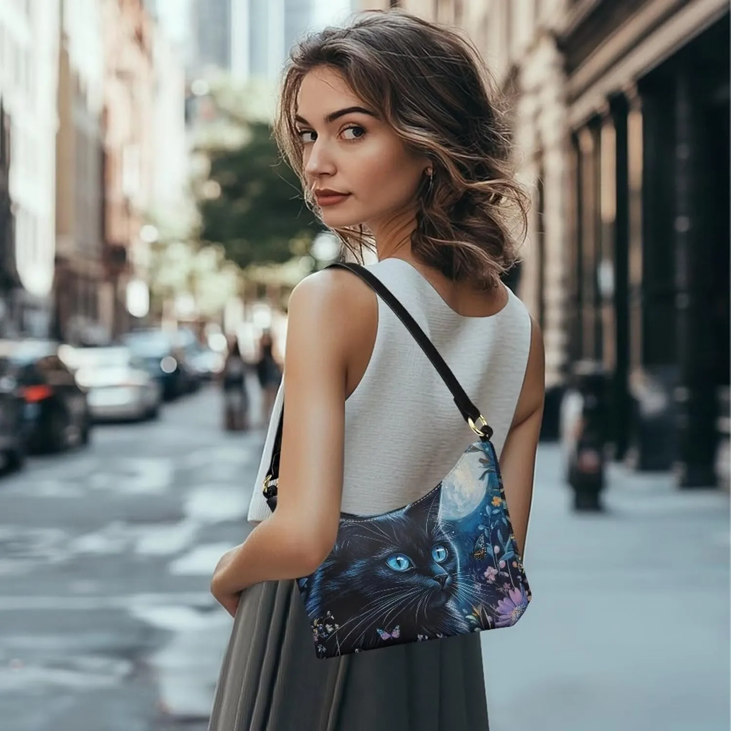 Handbag for Women Leather Underam Shoulder Bag with Zipper Fashion Work Purse Waterproof Travel Wallet