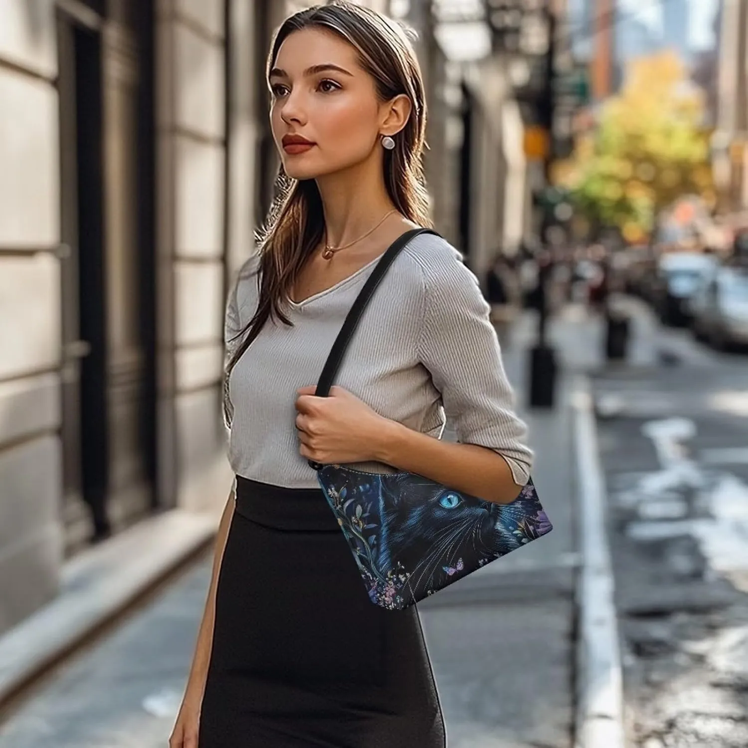 Handbag for Women Leather Underam Shoulder Bag with Zipper Fashion Work Purse Waterproof Travel Wallet