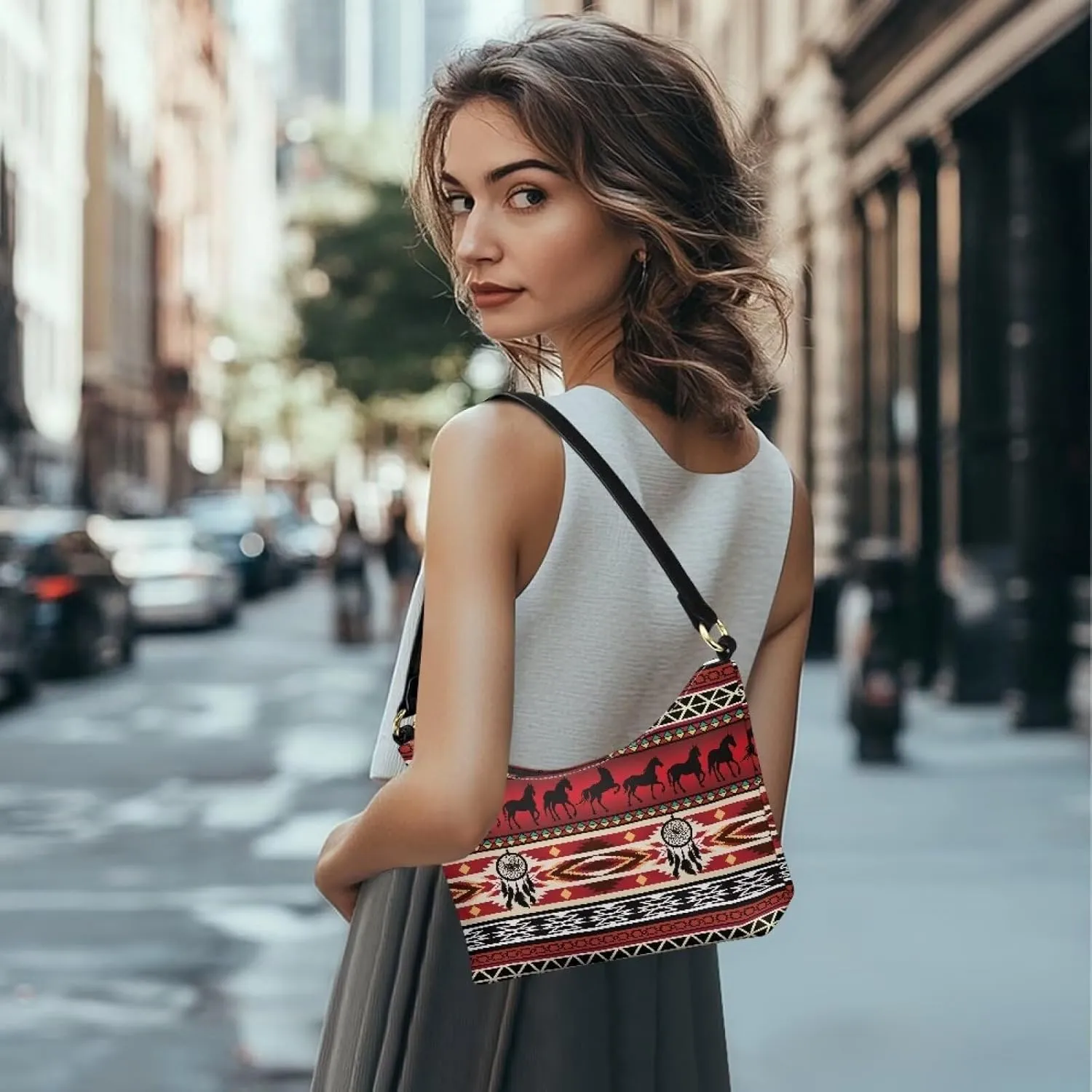 Handbag for Women Leather Underam Shoulder Bag with Zipper Fashion Work Purse Waterproof Travel Wallet