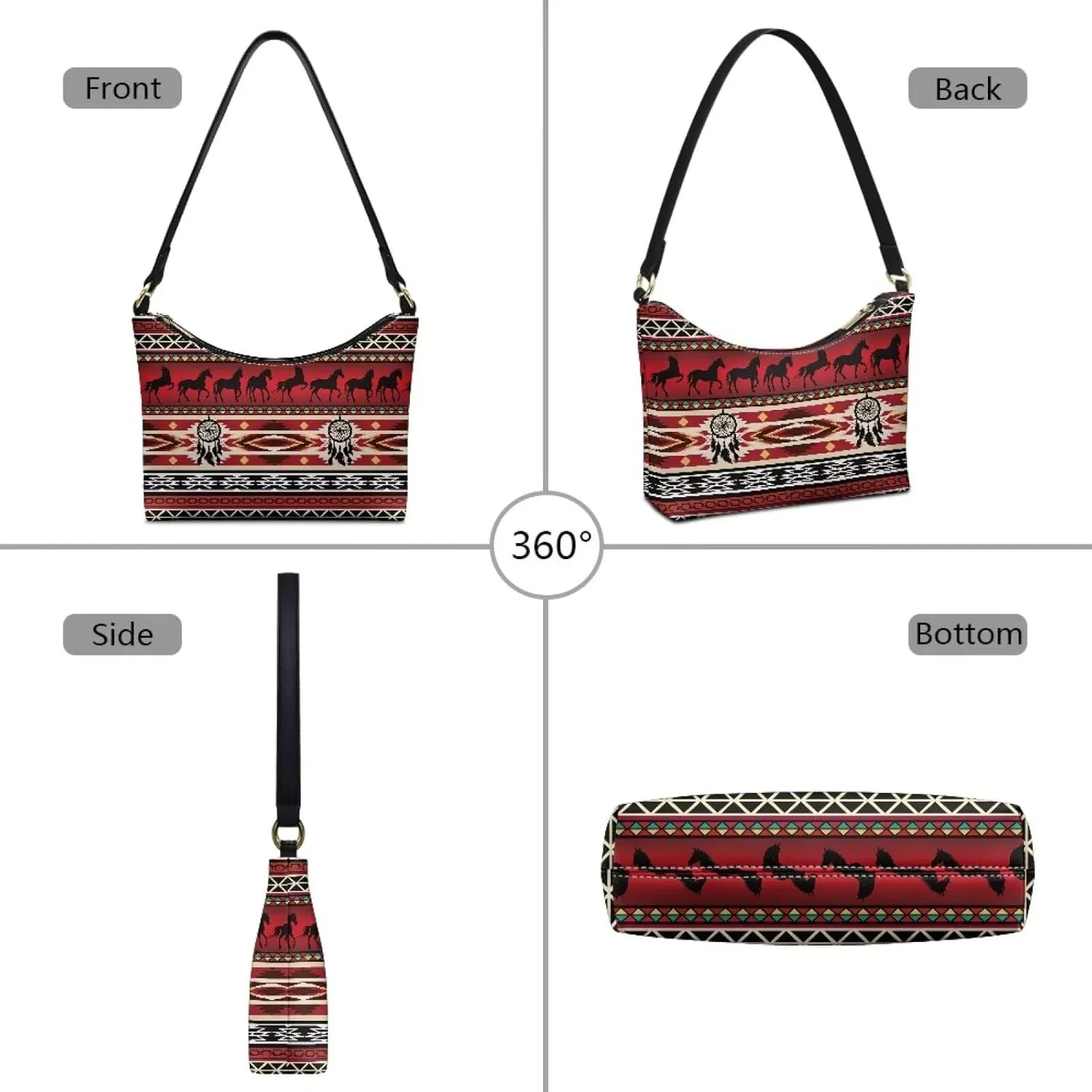 Handbag for Women Leather Underam Shoulder Bag with Zipper Fashion Work Purse Waterproof Travel Wallet