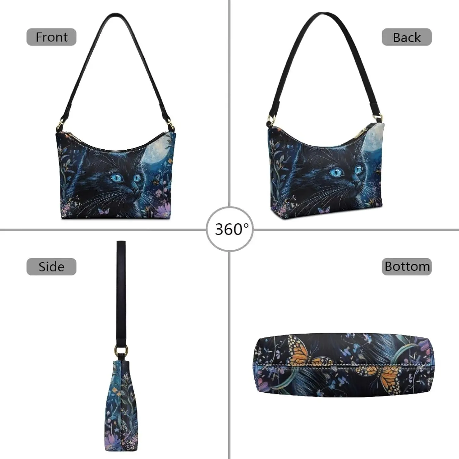 Handbag for Women Leather Underam Shoulder Bag with Zipper Fashion Work Purse Waterproof Travel Wallet
