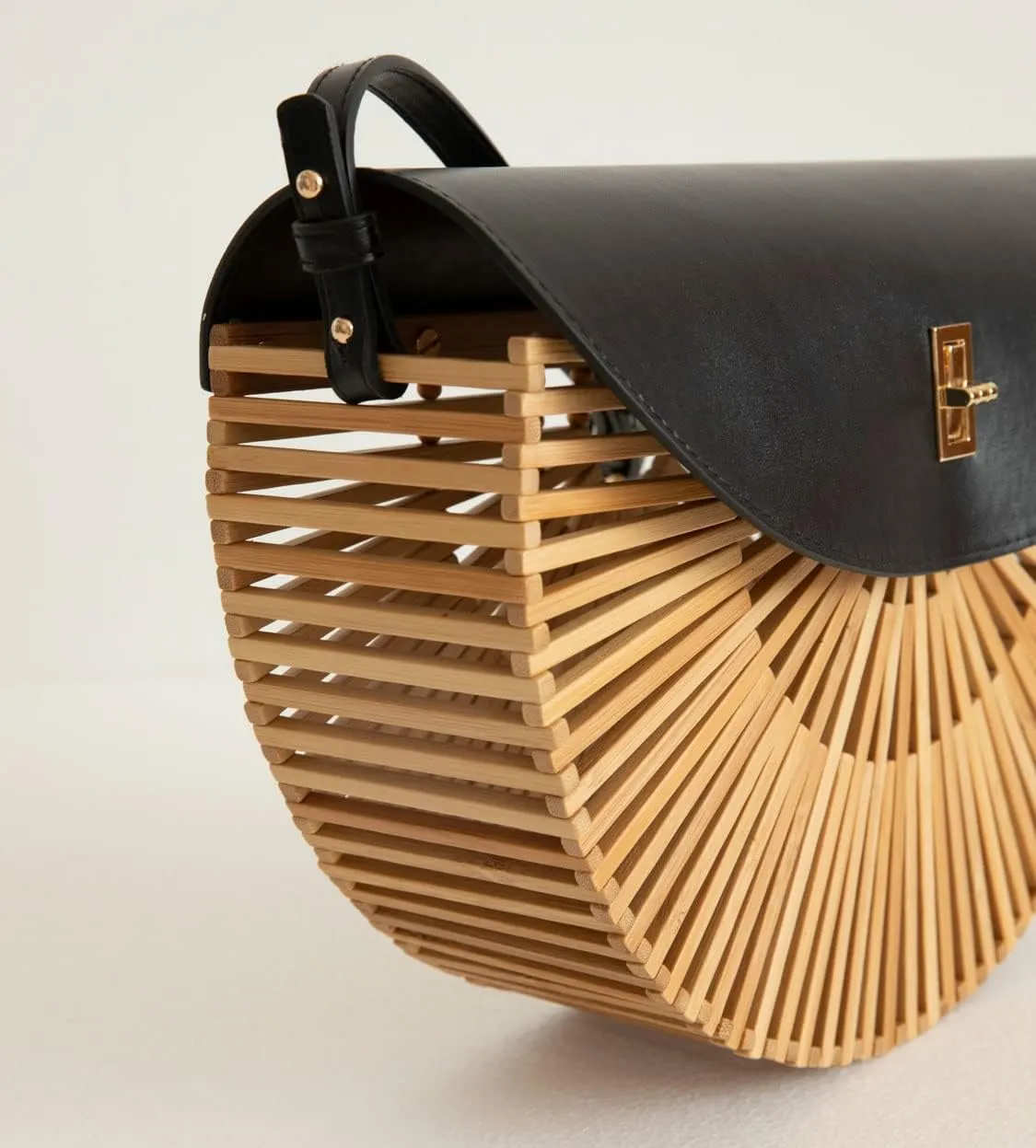 Handwoven Bamboo Bag Summer Straw Purse Crossbody Bags for Women Natural Handmade Beach Bamboo Purse with Leather Strap