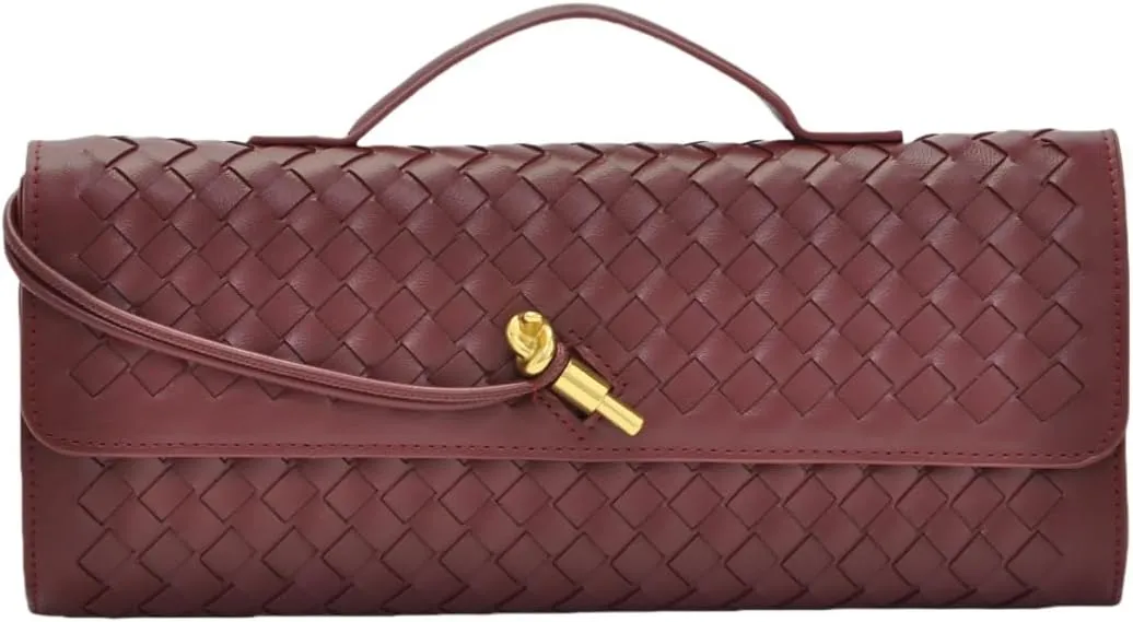 Handwoven shoulder accordion bags fashionable horizontal handbags versatile women's crossbody purses