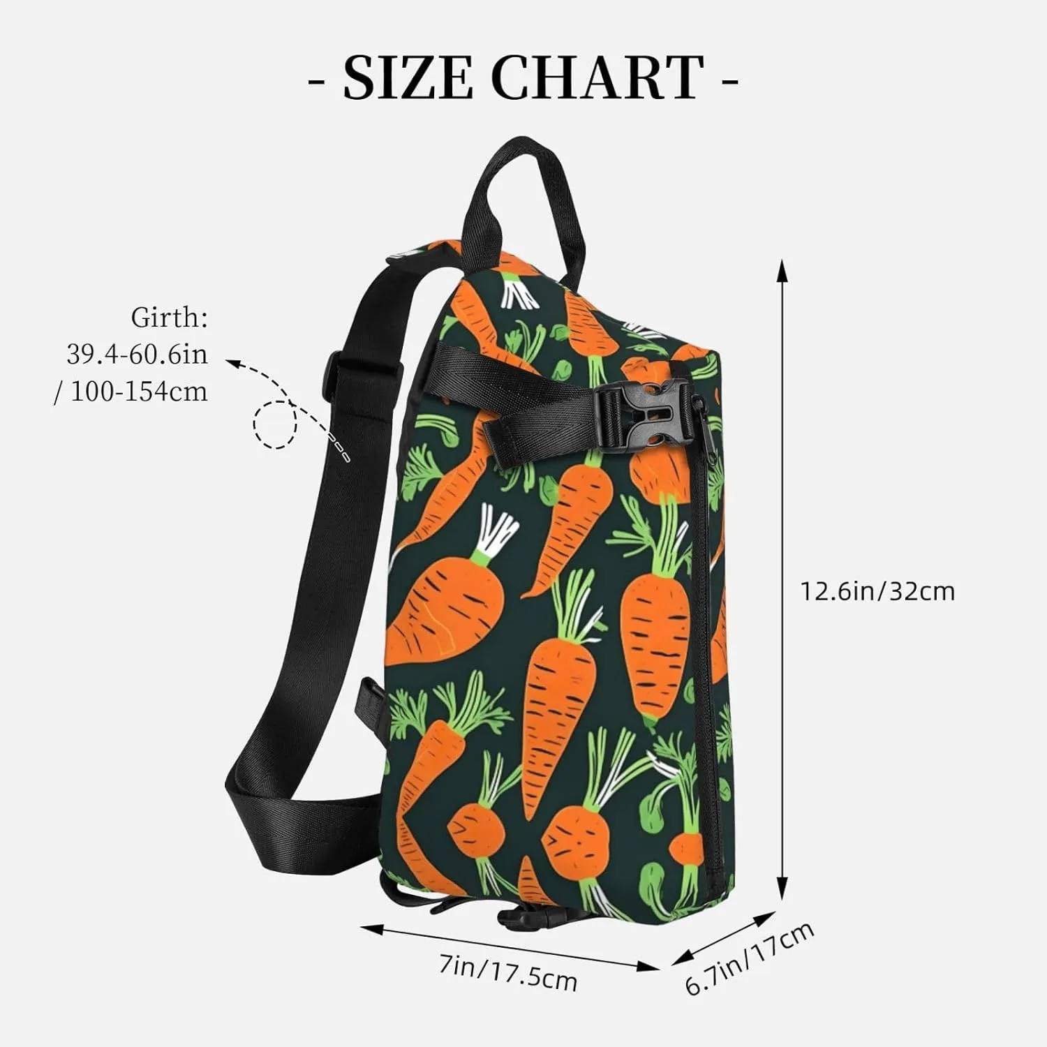 Happy Carrot Seamless Pattern Print Crossbody Backpack Casual Adjustable Bag Multifunctional Sling Backpack