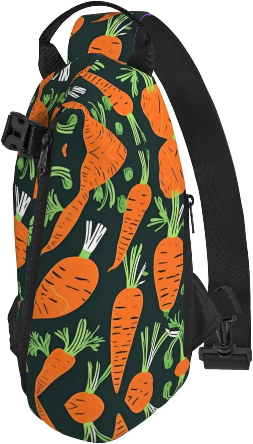 Happy Carrot Seamless Pattern Print Crossbody Backpack Casual Adjustable Bag Multifunctional Sling Backpack