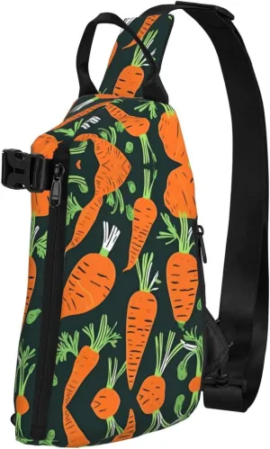 Happy Carrot Seamless Pattern Print Crossbody Backpack Casual Adjustable Bag Multifunctional Sling Backpack
