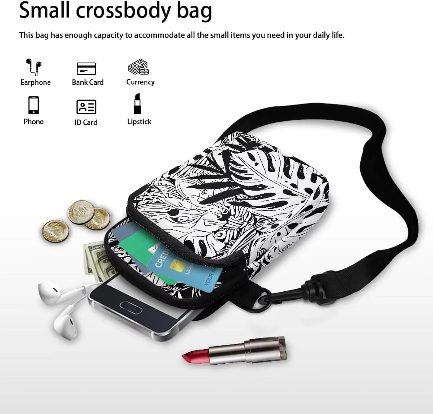 Hawaiian Tribal Small Crossbody Bags for Women Cell Phone Bag Purse, Sea Turtle Zipper Sling Purses Shoulder Bag