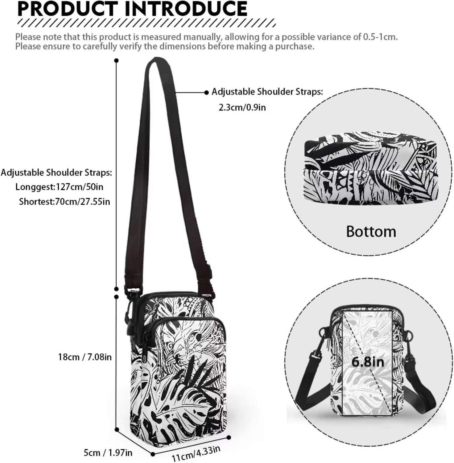 Hawaiian Tribal Small Crossbody Bags for Women Cell Phone Bag Purse, Sea Turtle Zipper Sling Purses Shoulder Bag