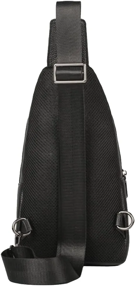 Hebetag Leather Sling Bag Crossbody Backpack for Men Women Travel Outdoor Camping