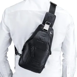 Hebetag Leather Sling Bag Crossbody Backpack for Men Women Travel Outdoor Camping