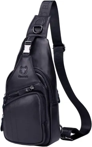 Hebetag Leather Sling Bag Crossbody Backpack for Men Women Travel Outdoor Sports