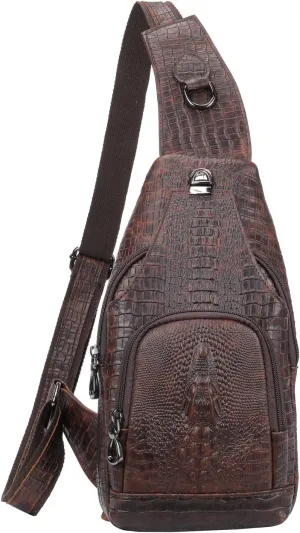 Hebetag Leather Sling Bag Crossbody Backpack for Men WomenShoulder Chest Pack Multipurpose Casual Daypack