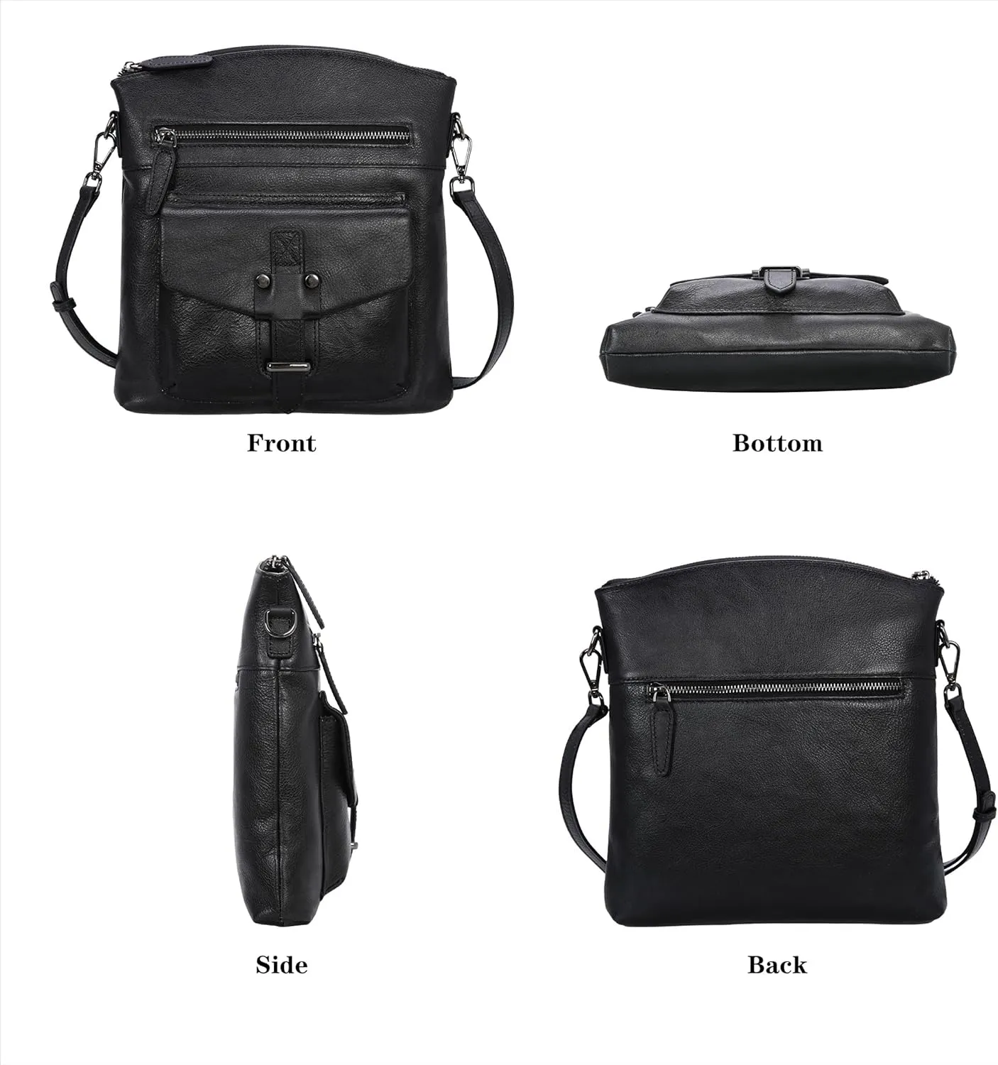 HESHE Leather Crossbody Bags for Women Satchel Purses Shoulder Purses and Handbags Cross Body Bag with Multi Pockets