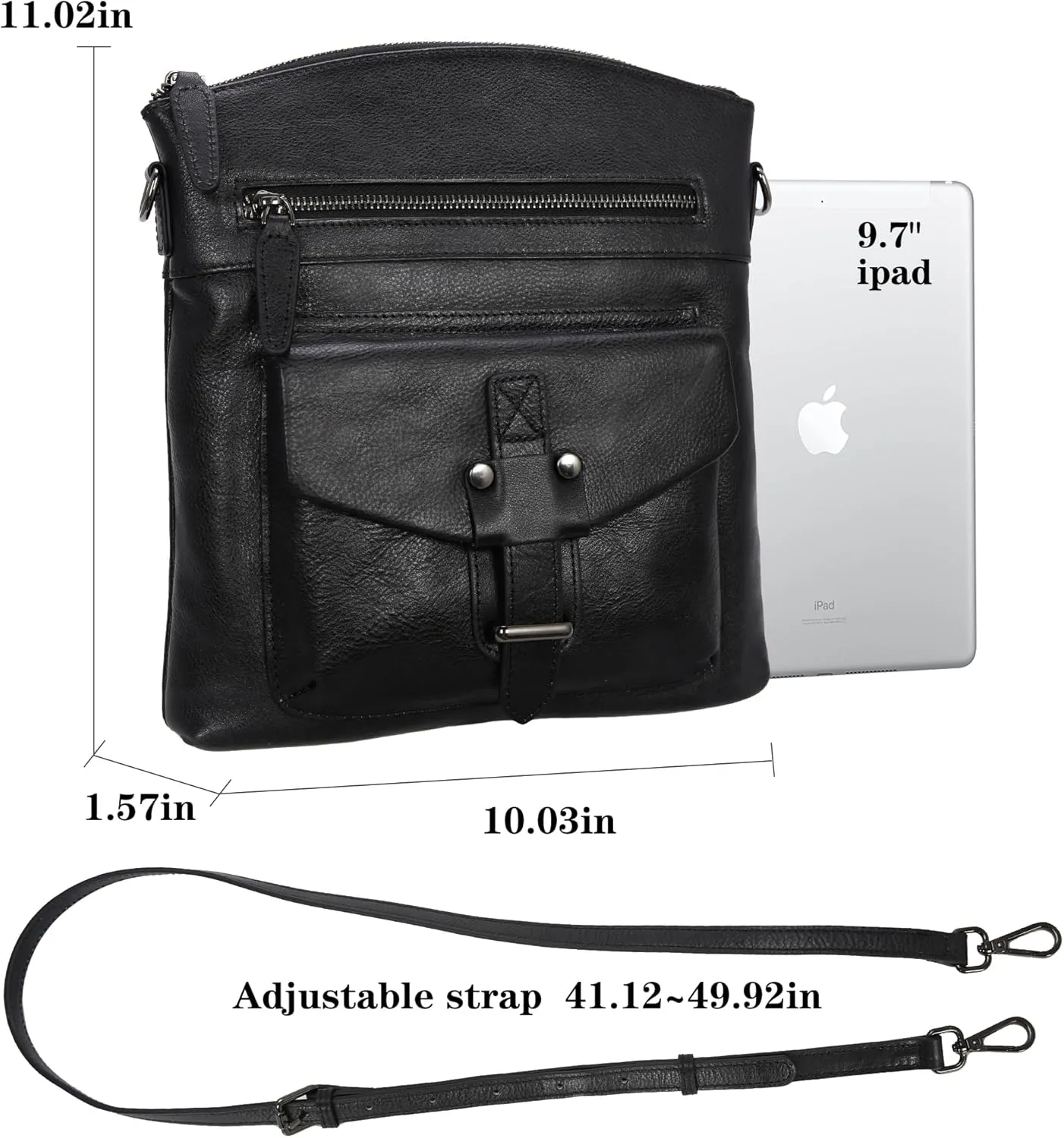 HESHE Leather Crossbody Bags for Women Satchel Purses Shoulder Purses and Handbags Cross Body Bag with Multi Pockets